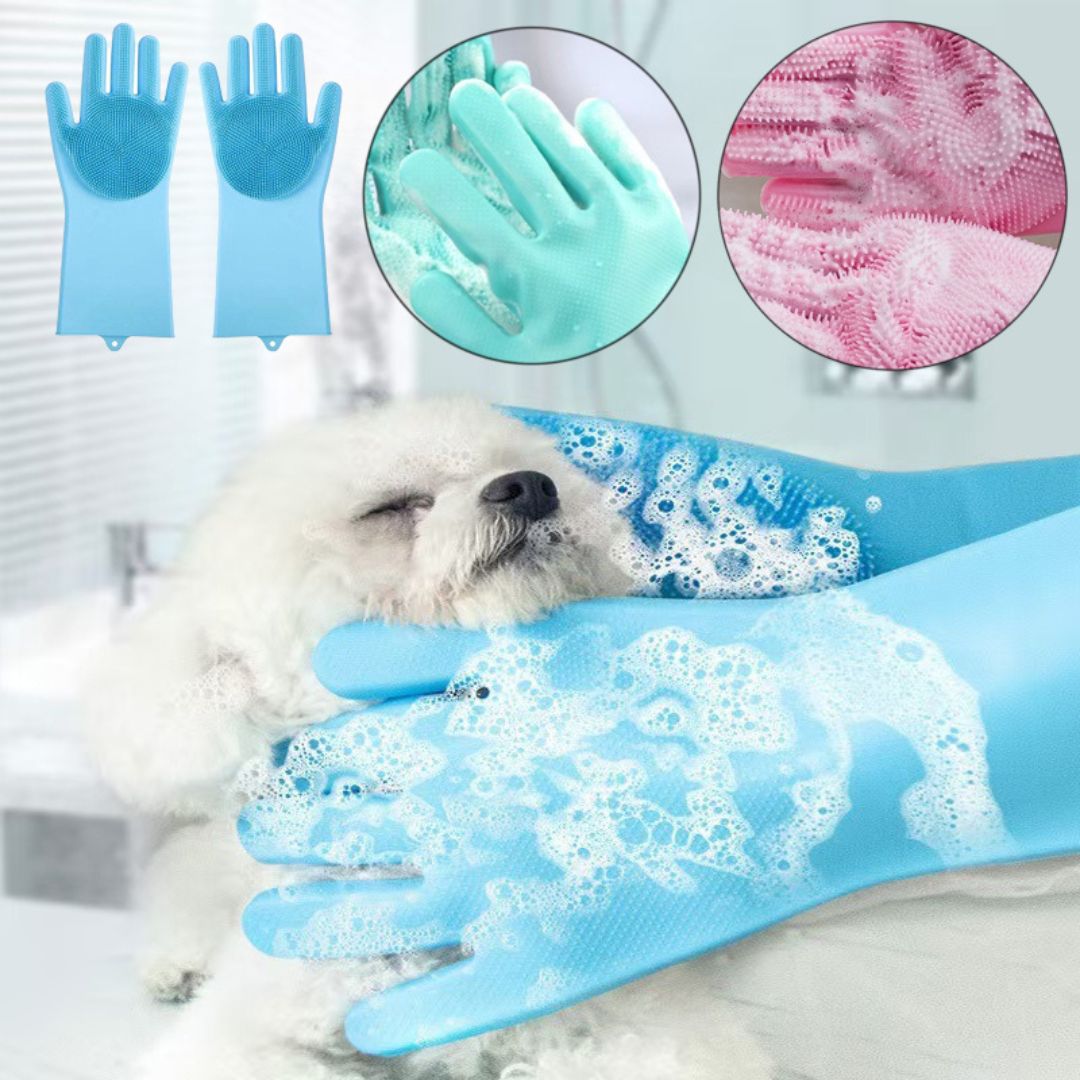 2-in-1 Silicone Pet Bath & Massage Gloves